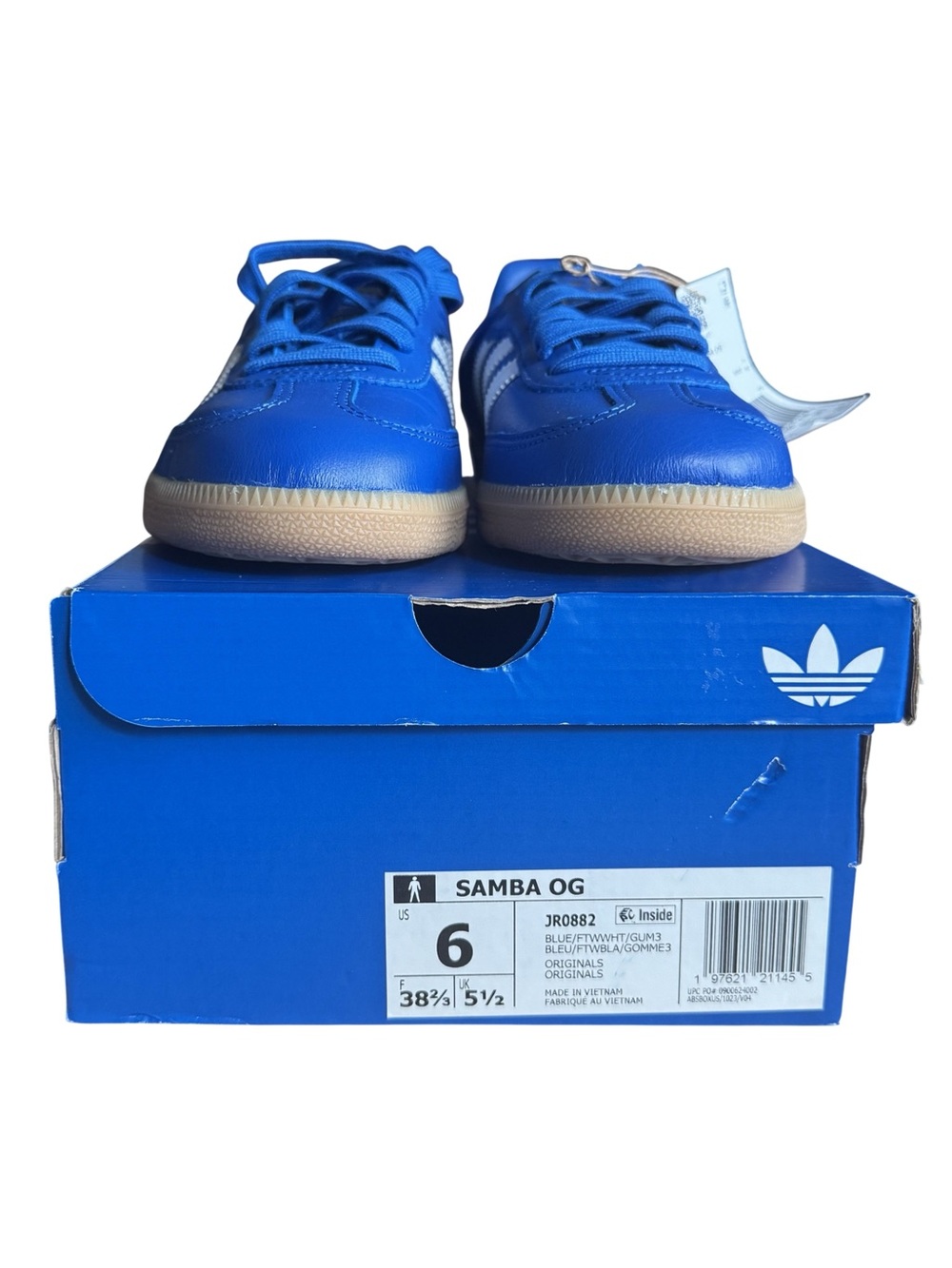 adidas Samba OG Blue White Gum Sneakers Womens 7 / Mens 6 NWT JR0882 w/ Box - Picture 4 of 11